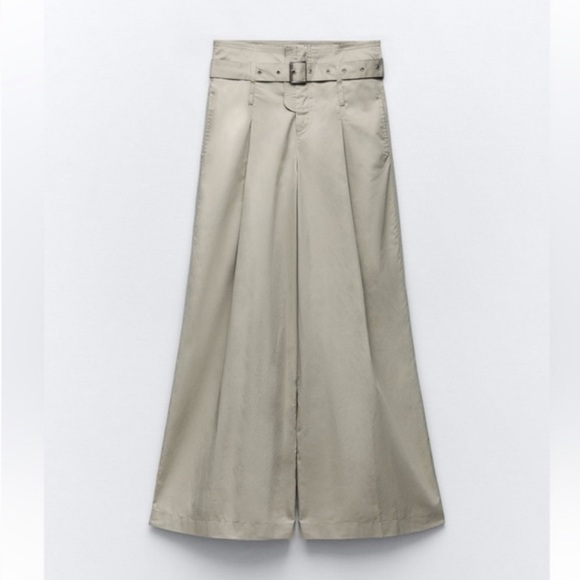 Zara Belted Full Length Wide Pants - Picture 4 of 7